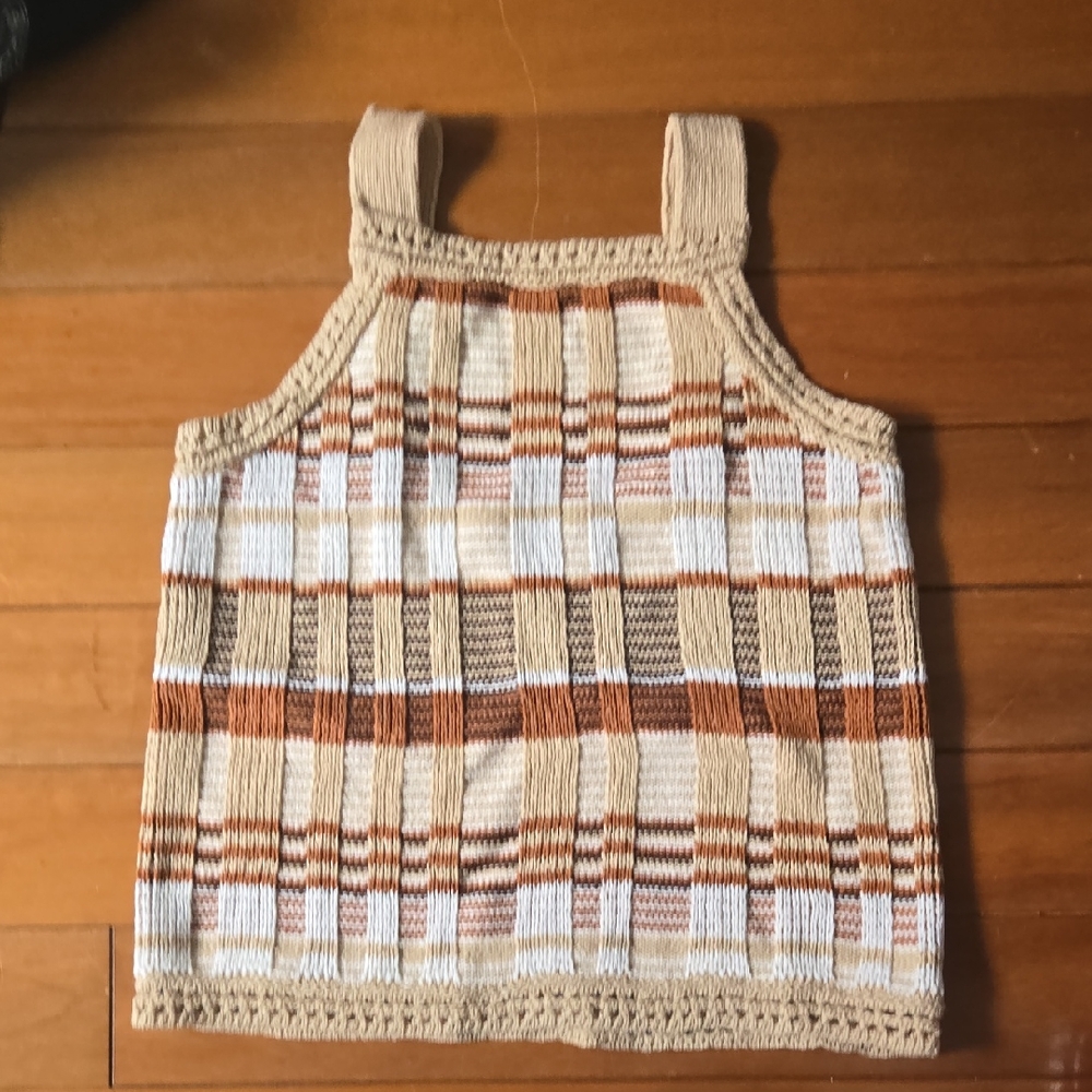 Banana Republic Tan and Brown Plaid Tank Top